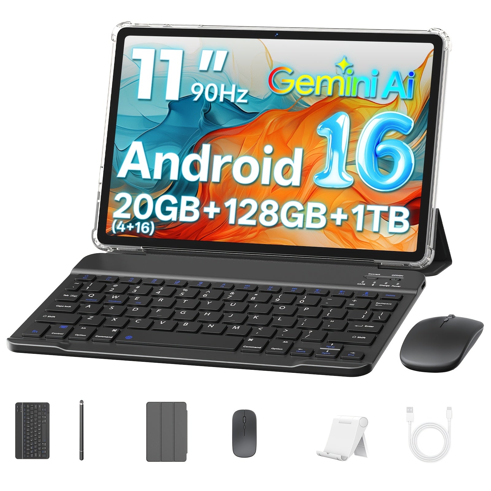 Najnoviji tablet 2026 11 ina 20GB RAM 416GB sa 128GB memorije proirivoj na 1TB putem TF kartice ukljuuje zatitnu masku olovku tastaturu i mi osmojezgreni procesor 1280x800 HD rezolucija 8800mAh baterija sa NTC Widevine L1 sertifikovan 8M