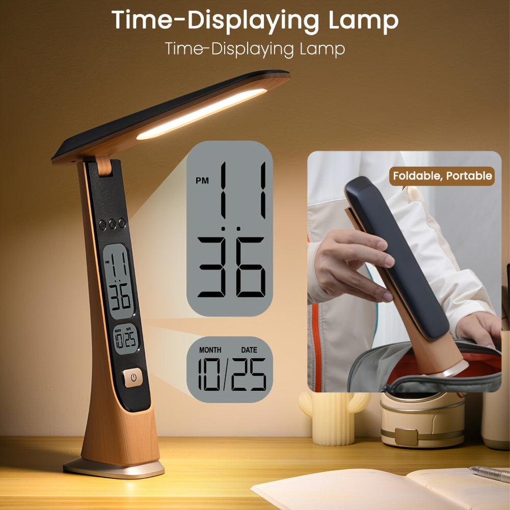WILIT Sklopiva Prenosiva Stona Lampa sa Prikazom Vremena i Datuma Beina Lampa na Punjivu Bateriju LED Stona Lampa za Zatitu Oiju 3 Temperature Boje Beskonano Podeavanje Osvetljenja Pogodna za Kancelariju Dom i Univerzitet