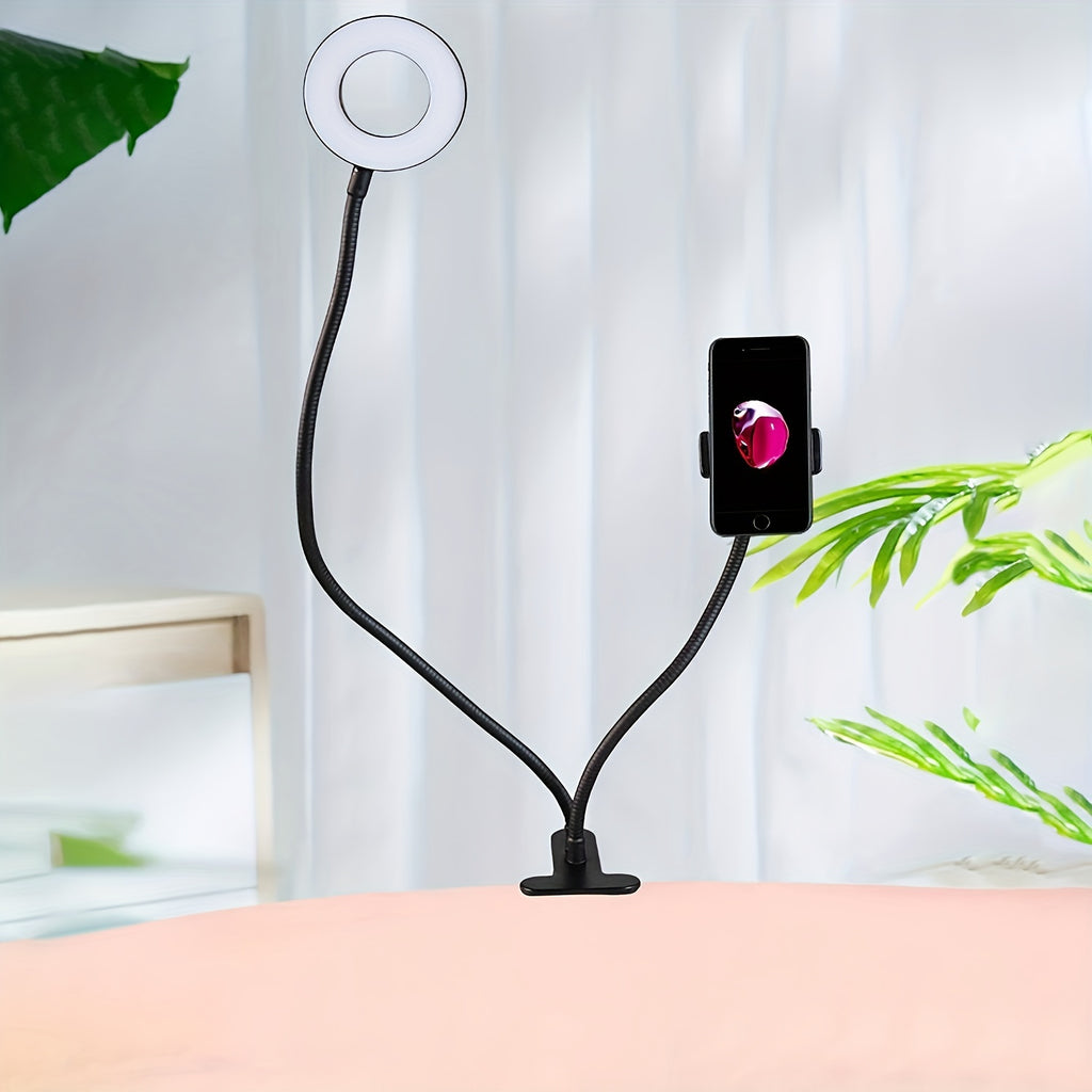 Dra za telefon sa LED svetlom dra za telefon sa tipaljkom i prstenom za selfi svetlo 2u1 stona lampa za itanje svetlo za mobilni video podesivo i rotirajue za selfije video snimanje minkanje