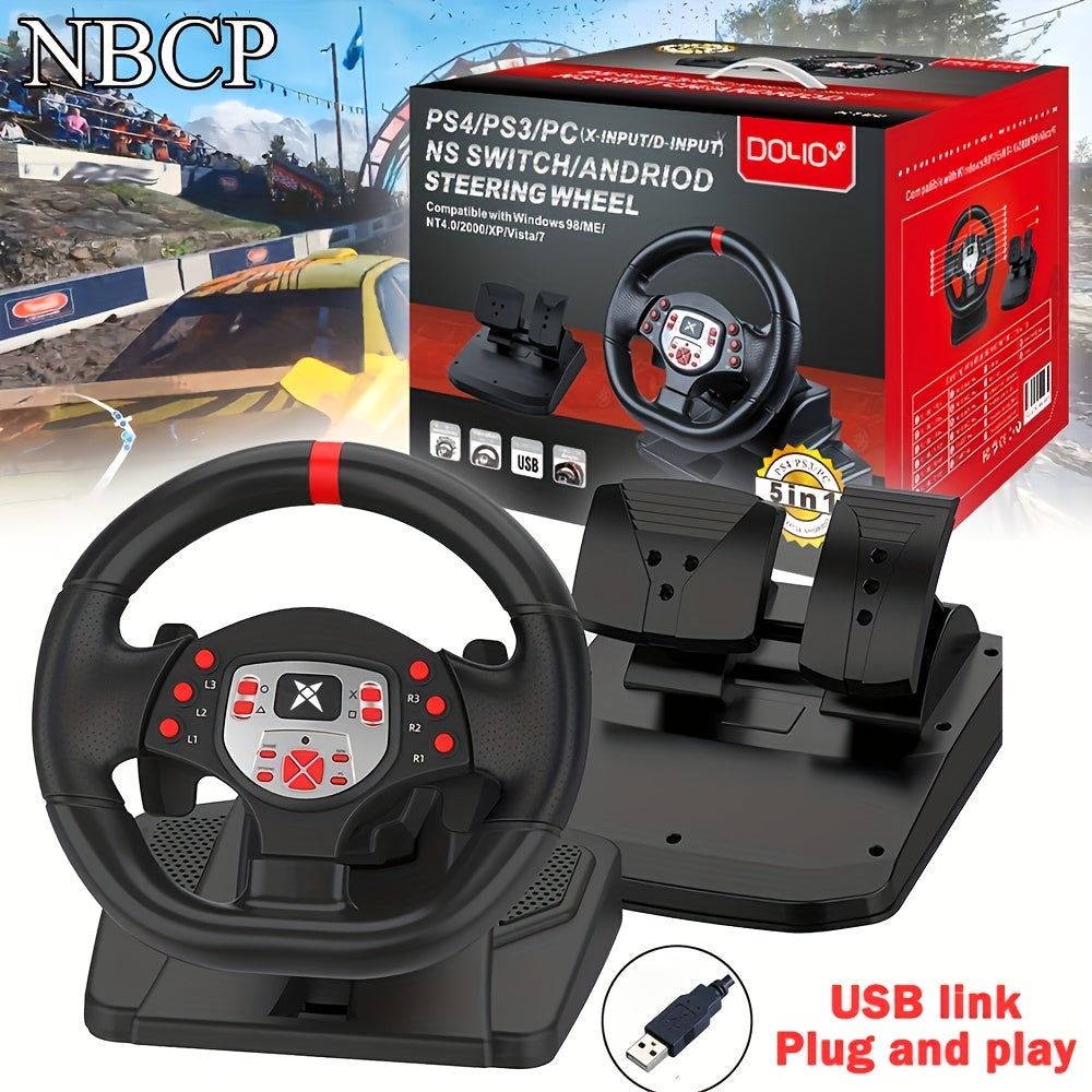 Trkaki volan  Gejming volan za PC 180 stepeni volan za vonju PC univerzalni USB trkaki sa pedalama pogodan za P4 P3 Xbox Series XS Xbox One Switch  Podesiva visina i nagib